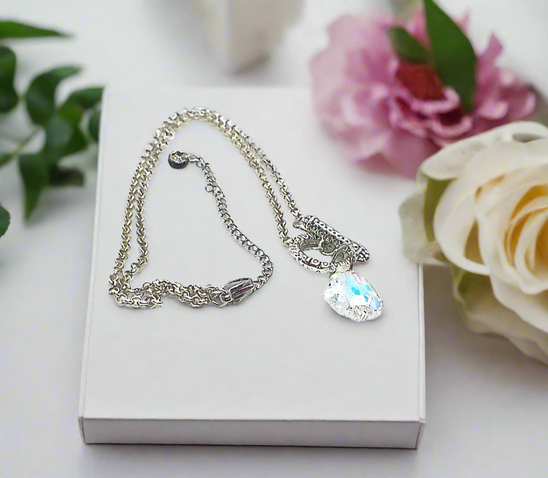 Gorgeous Baroque Teardrop Crystal, Rolo Chain Necklace - by Artistry Jewelry