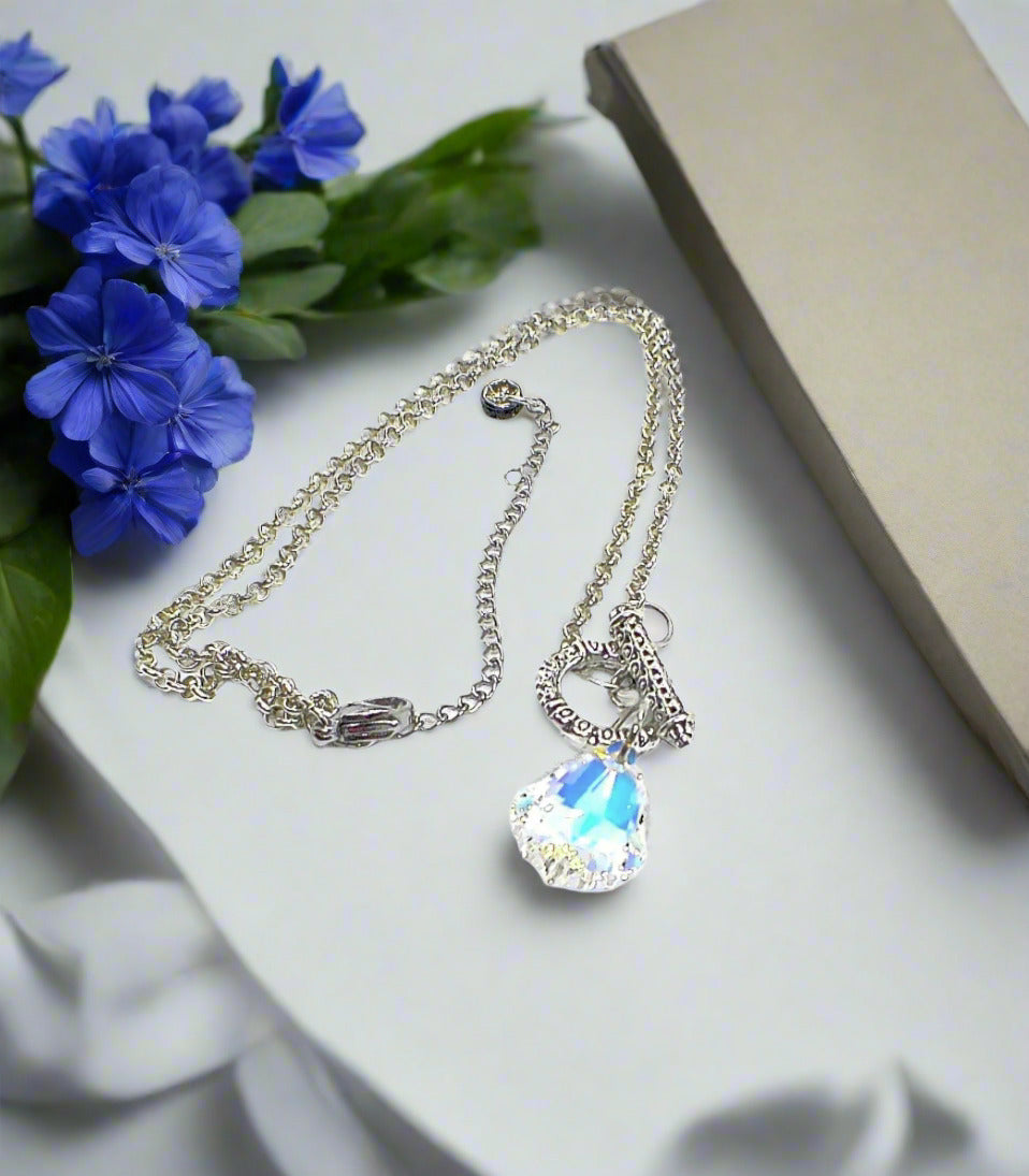 Gorgeous Baroque Teardrop Crystal, Rolo Chain Necklace - by Artistry Jewelry