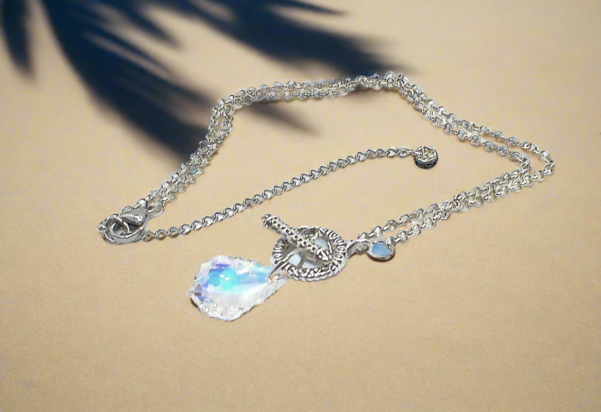 Gorgeous Baroque Teardrop Crystal, Rolo Chain Necklace - by Artistry Jewelry