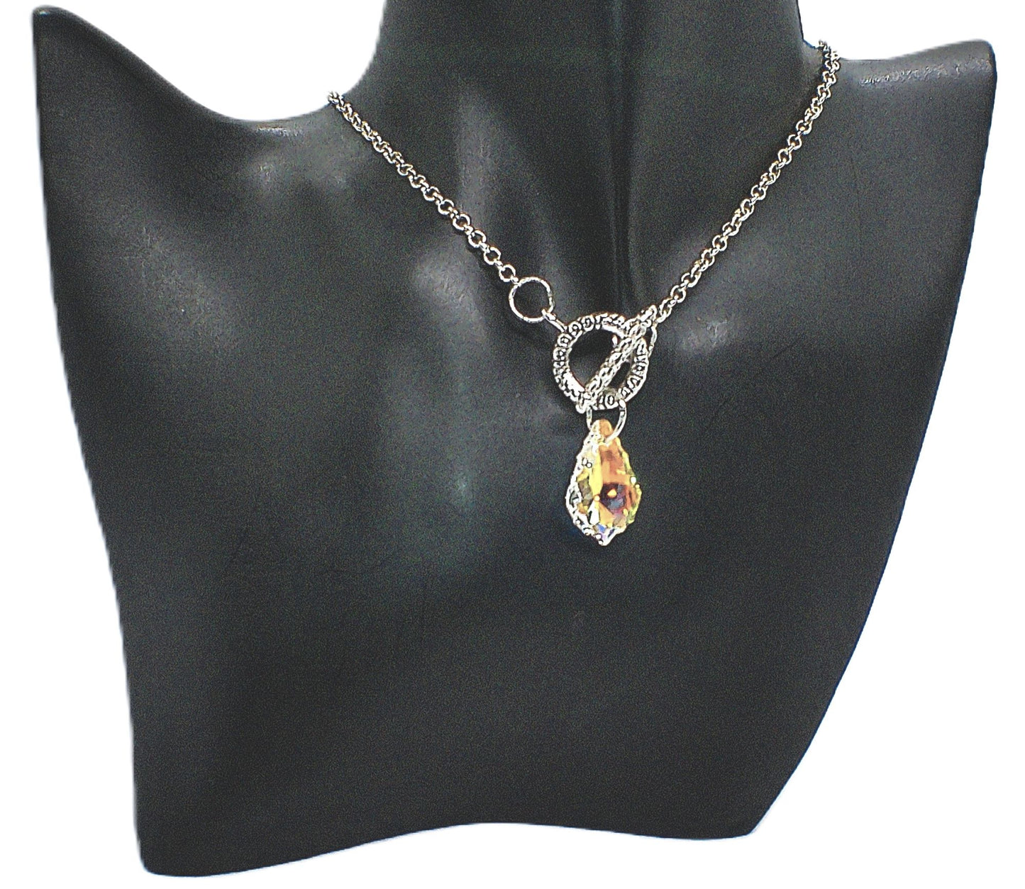 Gorgeous Baroque Teardrop Crystal, Rolo Chain Necklace - by Artistry Jewelry