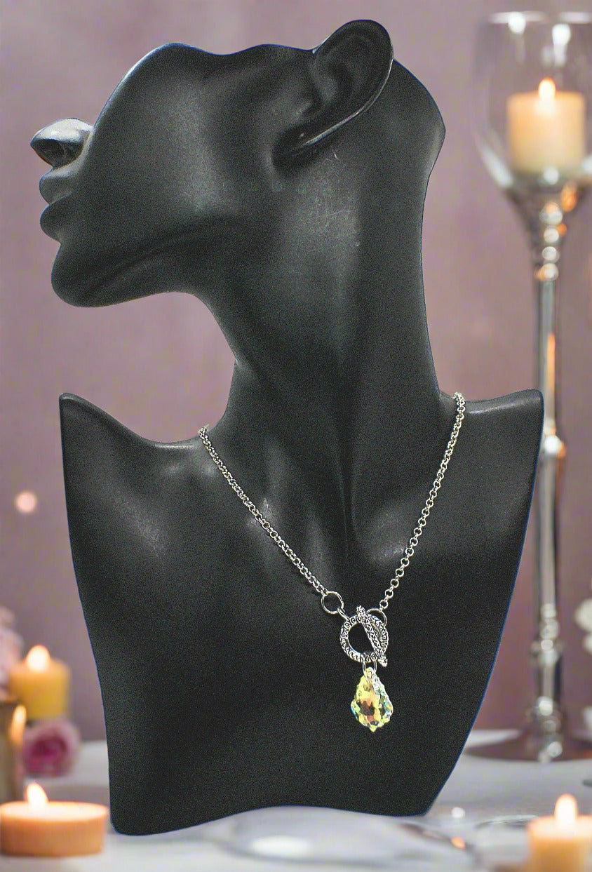 Gorgeous Baroque Teardrop Crystal, Rolo Chain Necklace - by Artistry Jewelry