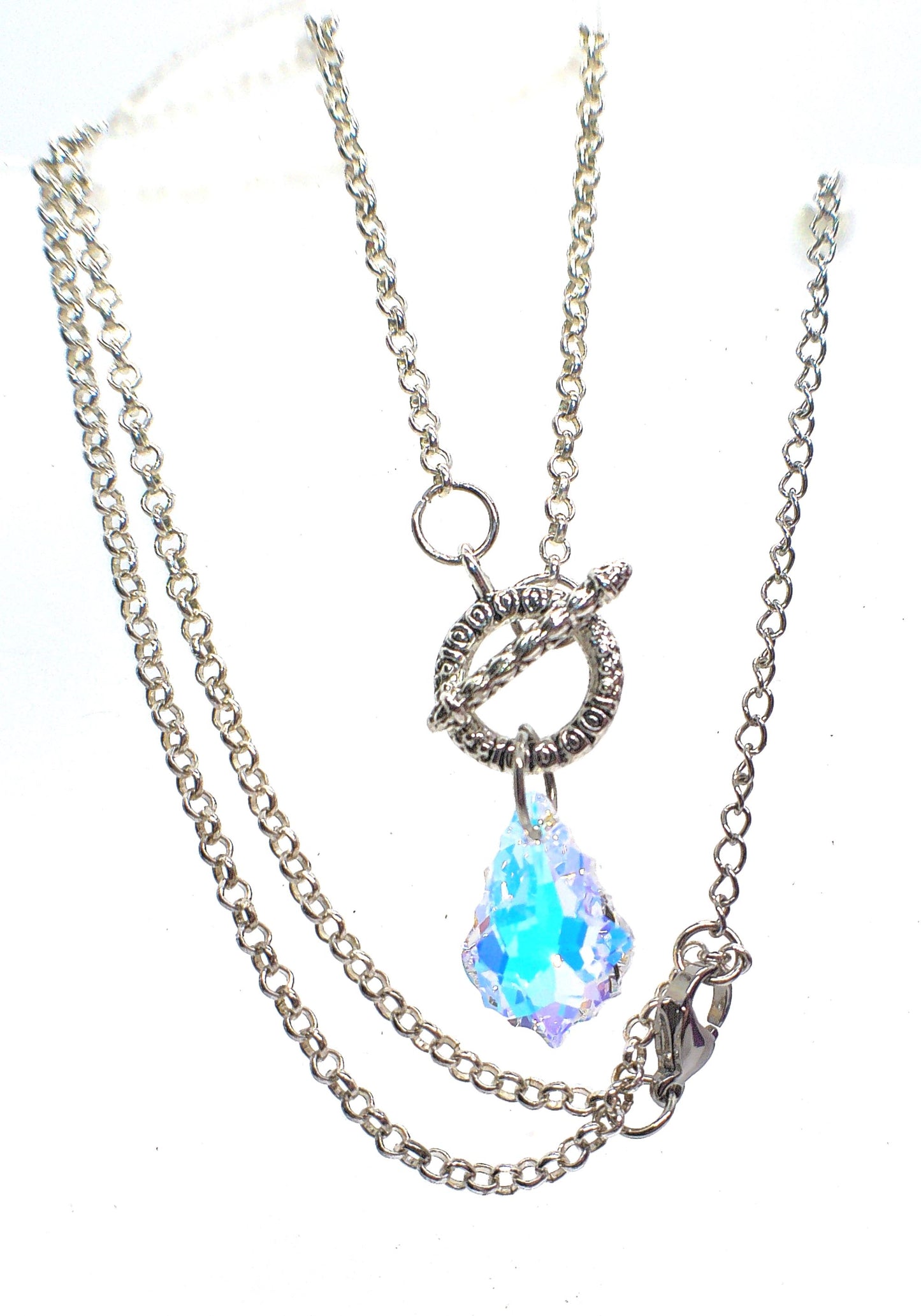 Gorgeous Baroque Teardrop Crystal, Rolo Chain Necklace - by Artistry Jewelry