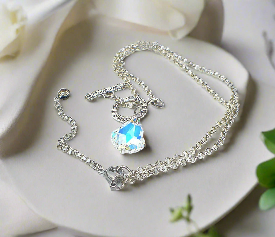 Gorgeous Baroque Teardrop Crystal, Rolo Chain Necklace - by Artistry Jewelry
