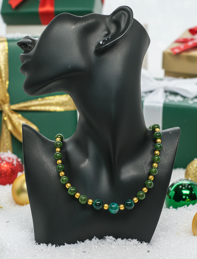 Beautiful Natural Olive Quartz, Green Tourmaline, and Druk Semi-precious, One-of-a-Kind Necklace-handcrafted by Artistry Jewelry