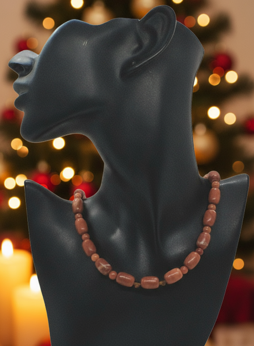 Gorgeous Burnt Red Adventurine and Italian Onyx, Semi-precious Necklace B-handcrafted by Artistry Jewelry