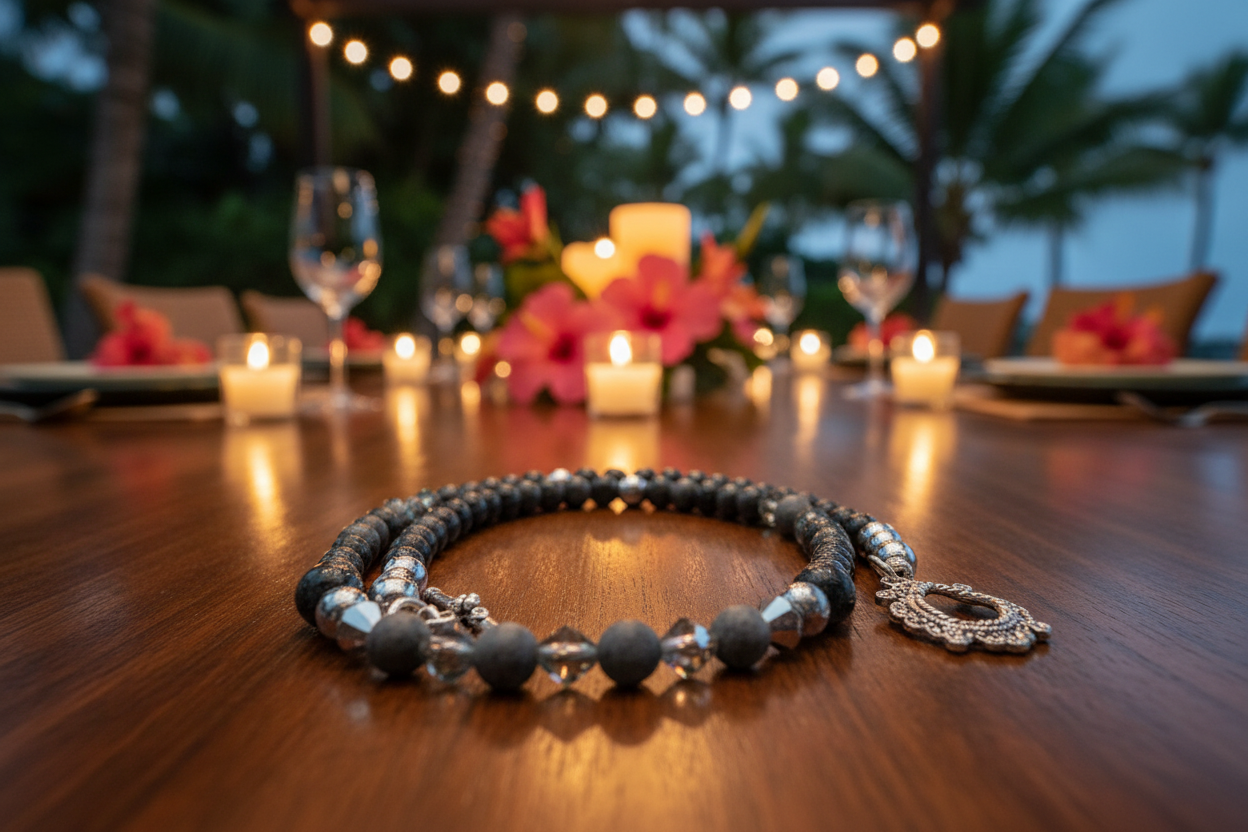 Fabulous Black & Gray Labrador, Black Onyx and Black Diamond Crystals,_A Beaded Necklace