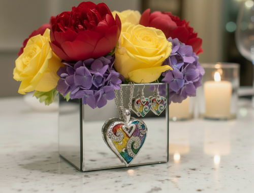 Fabulous Purple, Yellow, Red, Blue, Silver Colors and Fragile Rhinestones Chain Necklace Set A-by Artistry Jewelry