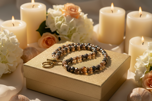 Amazing Crystal and Druk Brown Beaded, One-of-a-Kind, Necklace *handcrafted by Artistry Jewelry*