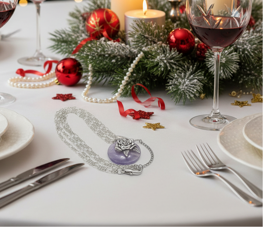 Fabulous Amethyst Stone and Sterling Silver bail, Figaro Chain Necklace