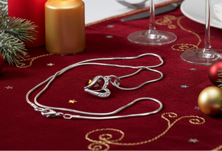 Stunning Red Crystal Heart Necklace