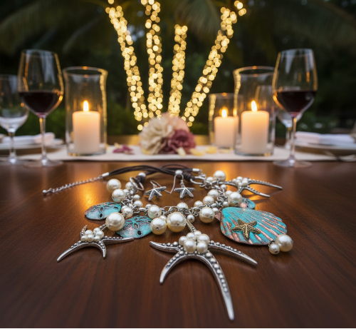 Gorgeous Starfish and Shell Statement Necklace Set