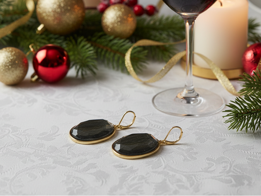 Faceted Oval Stone Earrings