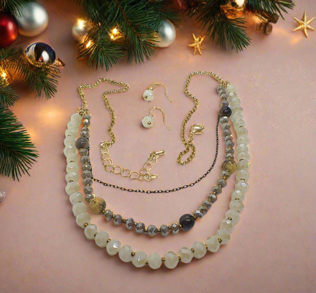 Three Layer Bib Necklace Set
