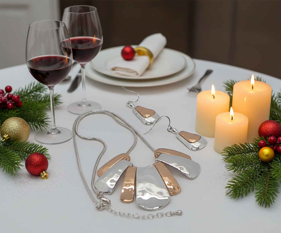 Lovely Metal Fan Necklace Set