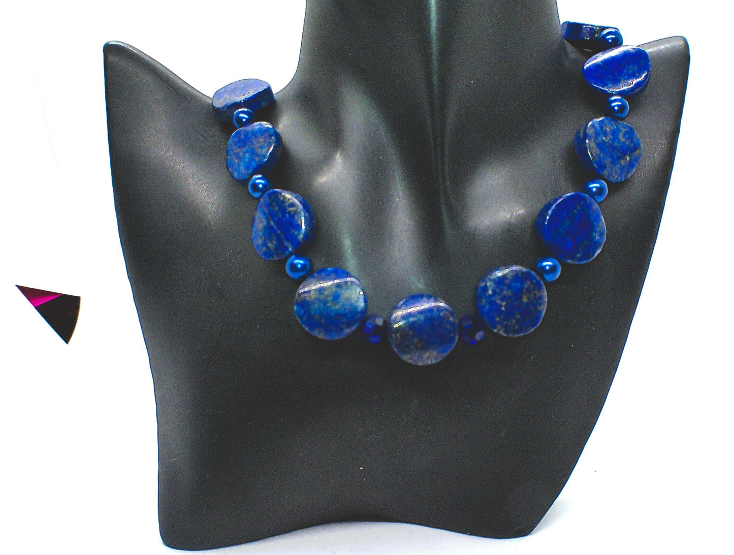 Stunning Lapis Lazuli and Crystals, Dark Blue, Silver, Semi-precious, Beaded Necklace Set handcrafted by Artistry Jewelry