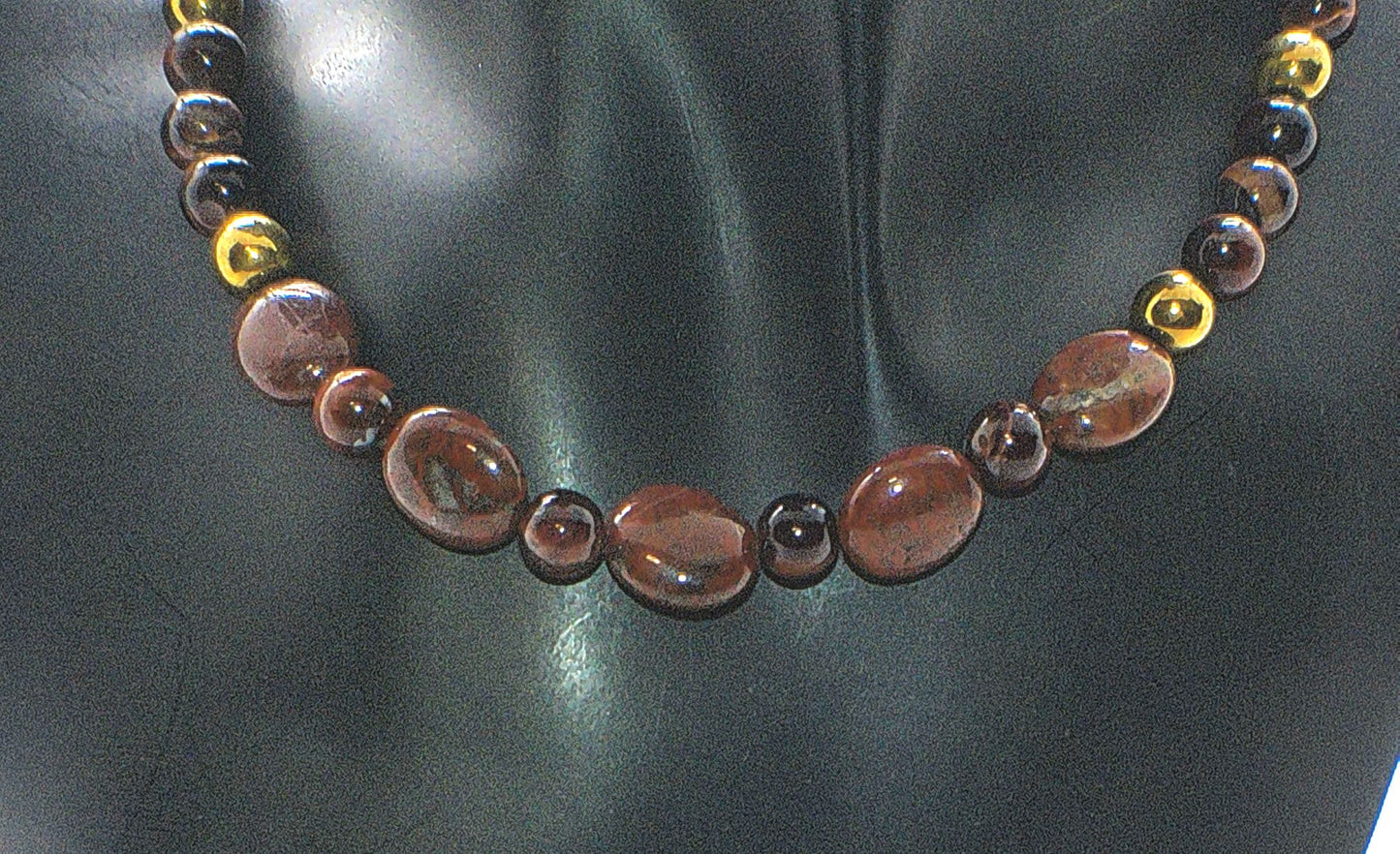 Brilliant Brecca Jasper, Red Tiger Eye, Hematite Beaded Necklace - handcrafted by Artistry Jewelry