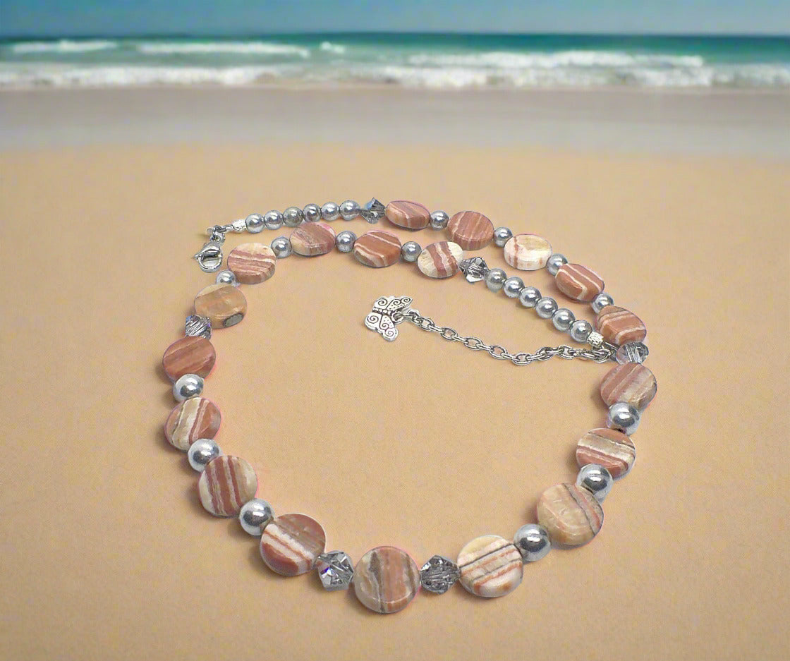 Gorgeous Red Mala, Labrador, & Druk Beaded Necklace - handcrafted by Artistry Jewelry