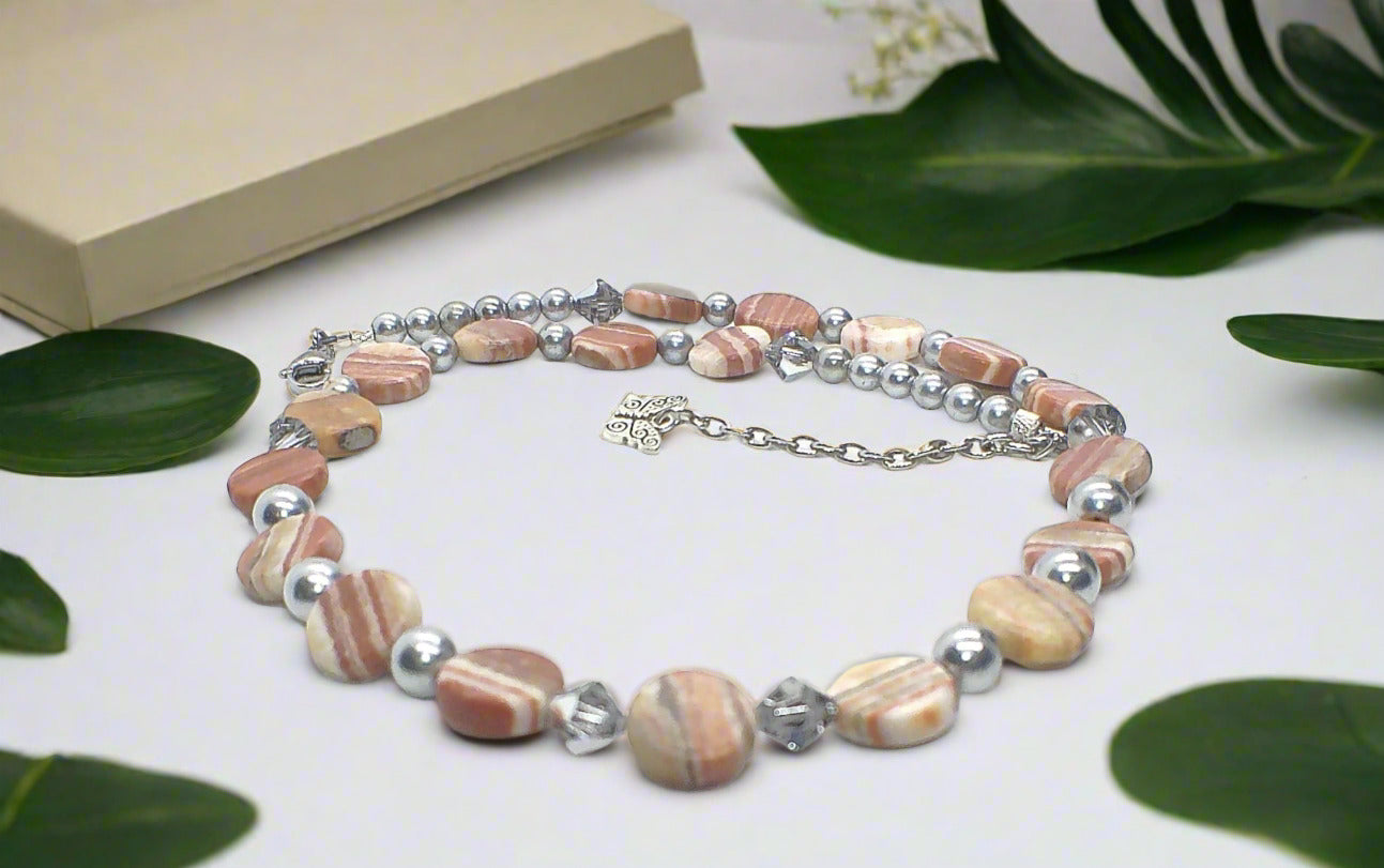 Gorgeous Red Mala, Labrador, & Druk Beaded Necklace - handcrafted by Artistry Jewelry