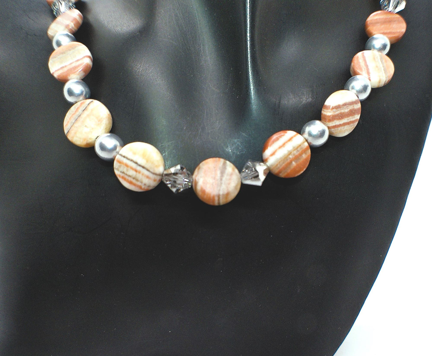 Gorgeous Red Mala, Labrador, & Druk Beaded Necklace - handcrafted by Artistry Jewelry