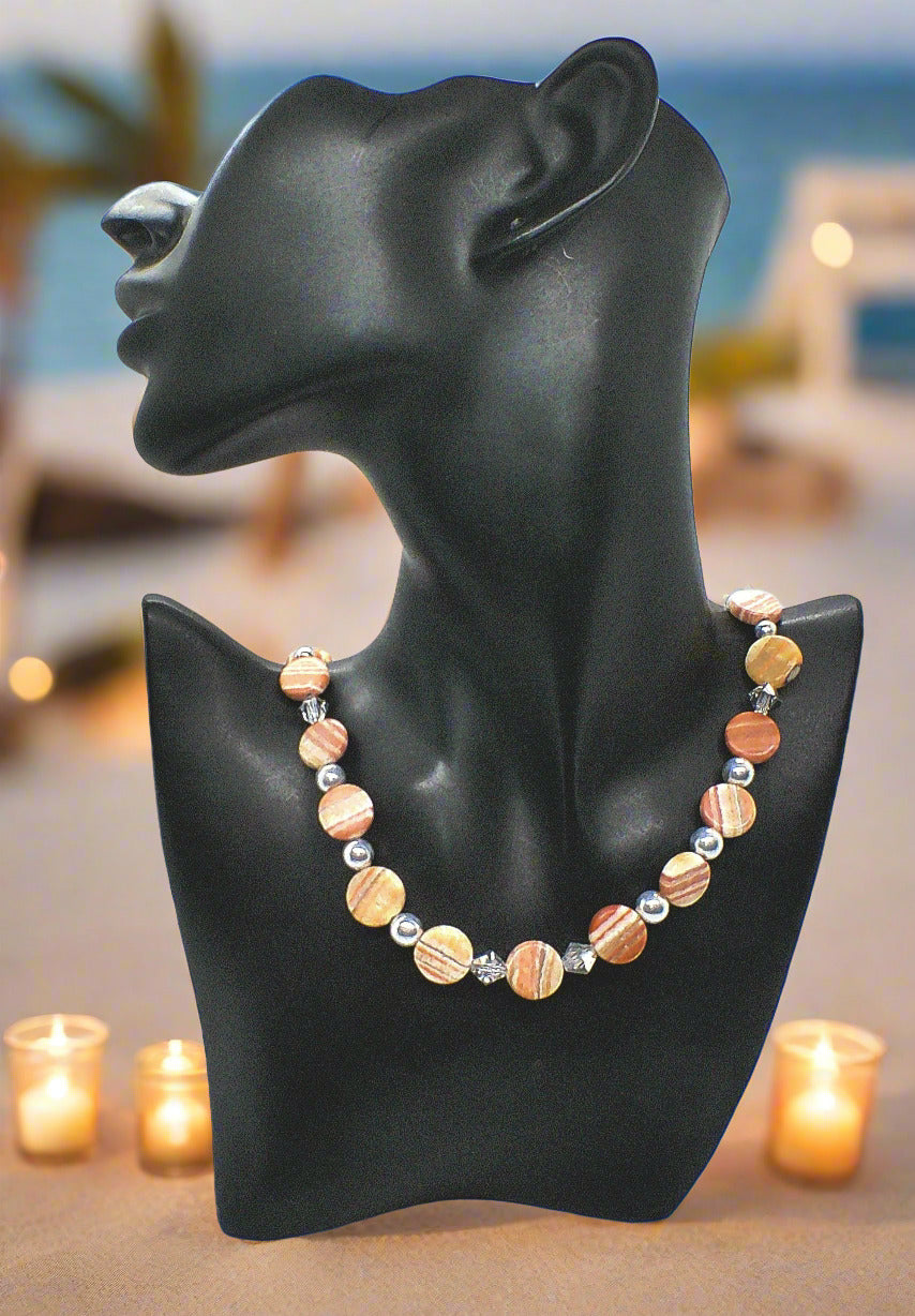 Gorgeous Red Mala, Labrador, & Druk Beaded Necklace - handcrafted by Artistry Jewelry