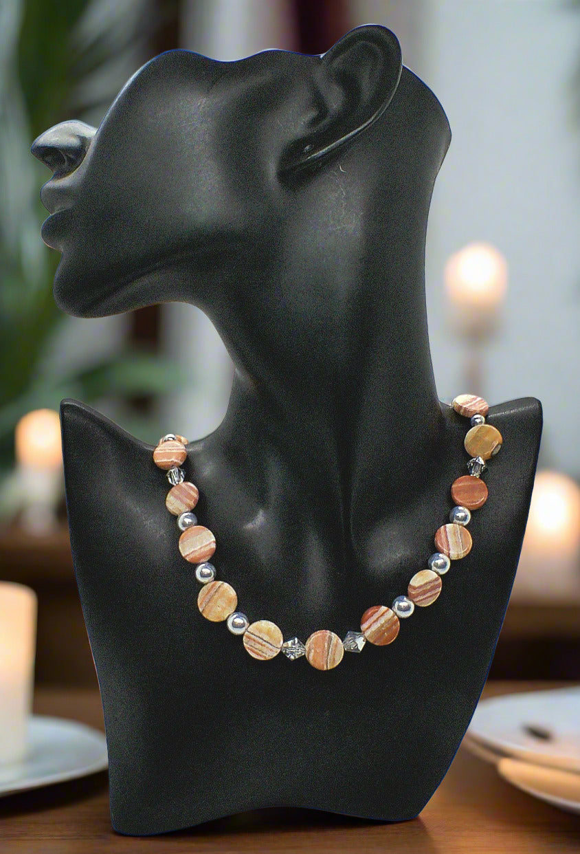 Gorgeous Red Mala, Labrador, & Druk Beaded Necklace - handcrafted by Artistry Jewelry