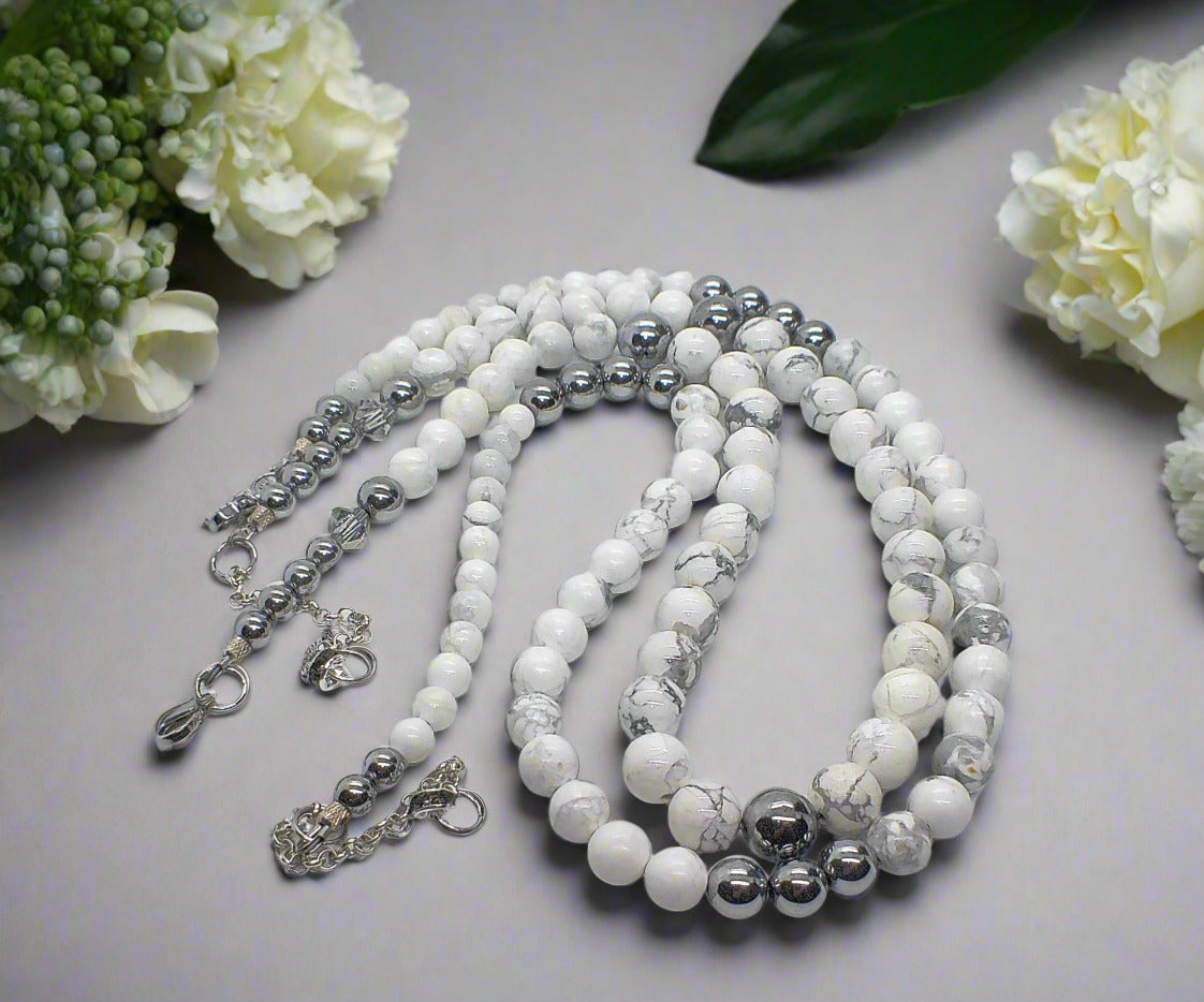 https://www.artistryjewelry.net/products/beautiful-howlite-hemitite-agate-and-labrador-two-strand-necklace