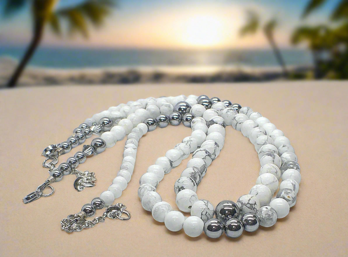 https://www.artistryjewelry.net/products/beautiful-howlite-hemitite-agate-and-labrador-two-strand-necklace