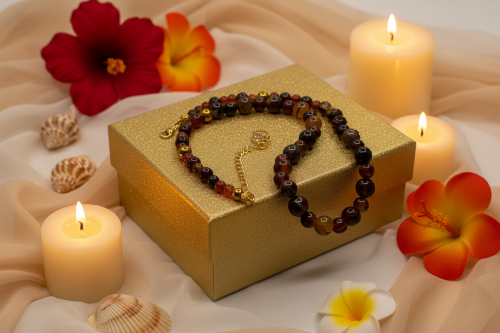 Alluring Carnelian Round, Agate, and Hematite Beaded Necklace