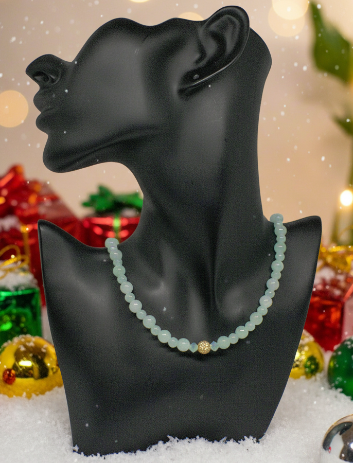 Alluring Burness Jade, Crystal and Hematite Beaded Necklace by Artistry Jewelry