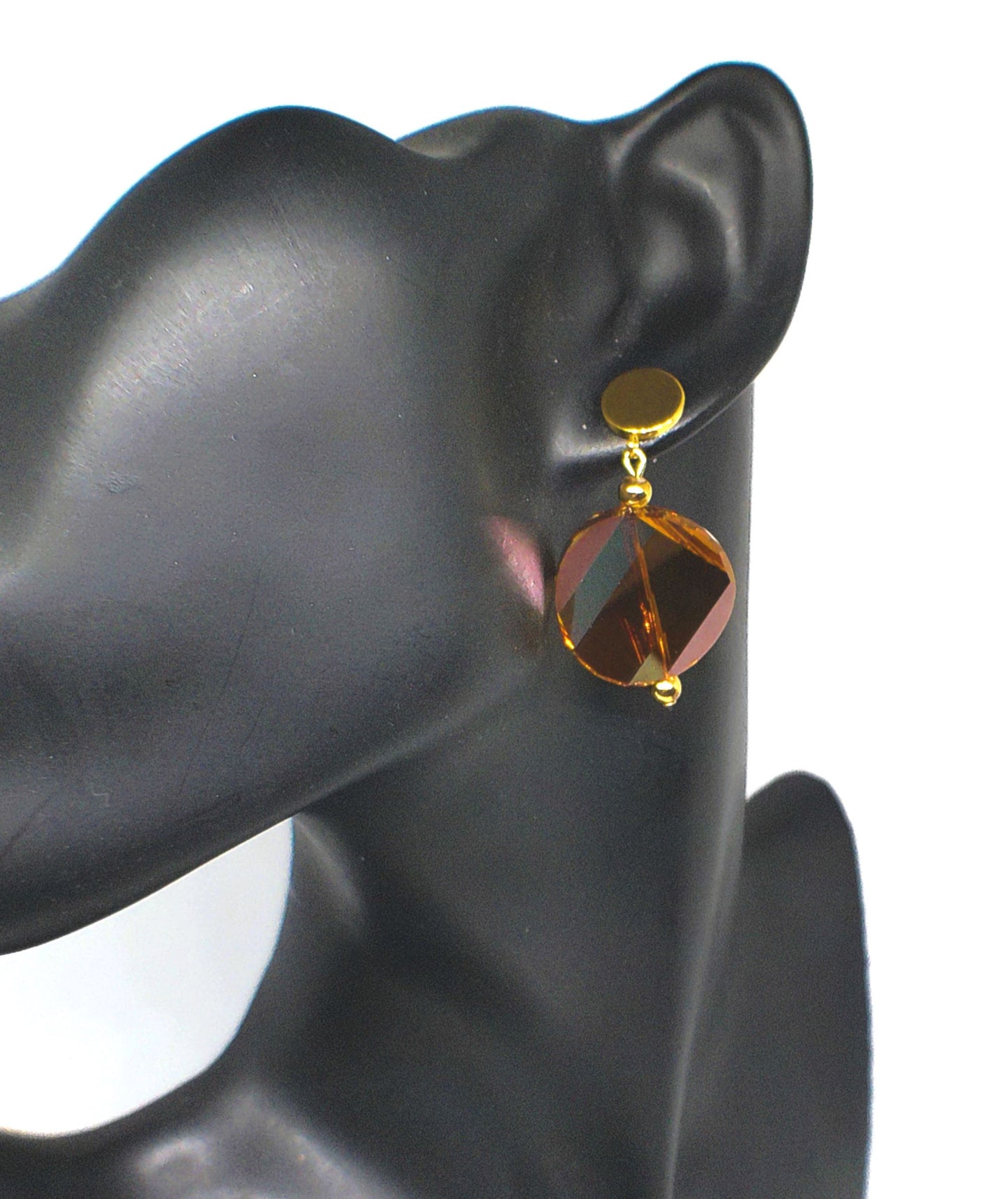 Exquisite Copper Crystal Twist and Gold Earrings