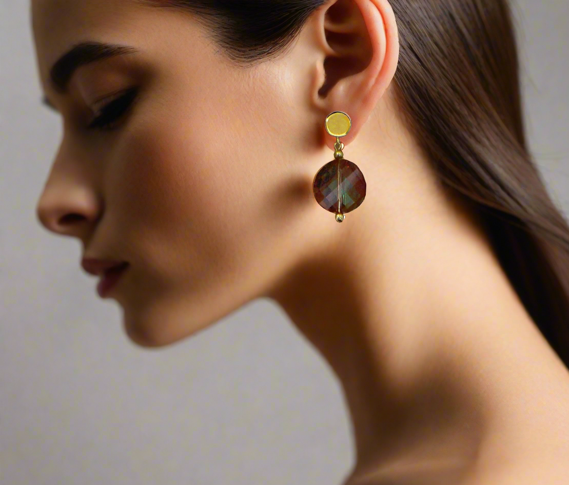 Exquisite Copper Crystal Twist and Gold Earrings