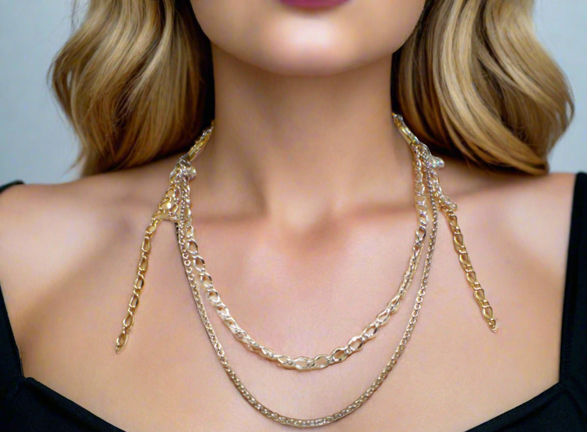 Beautiful Multi Silver and Gold Chain Necklace