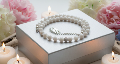 Dazzling White Moonstone and Crystal Necklace-174A
