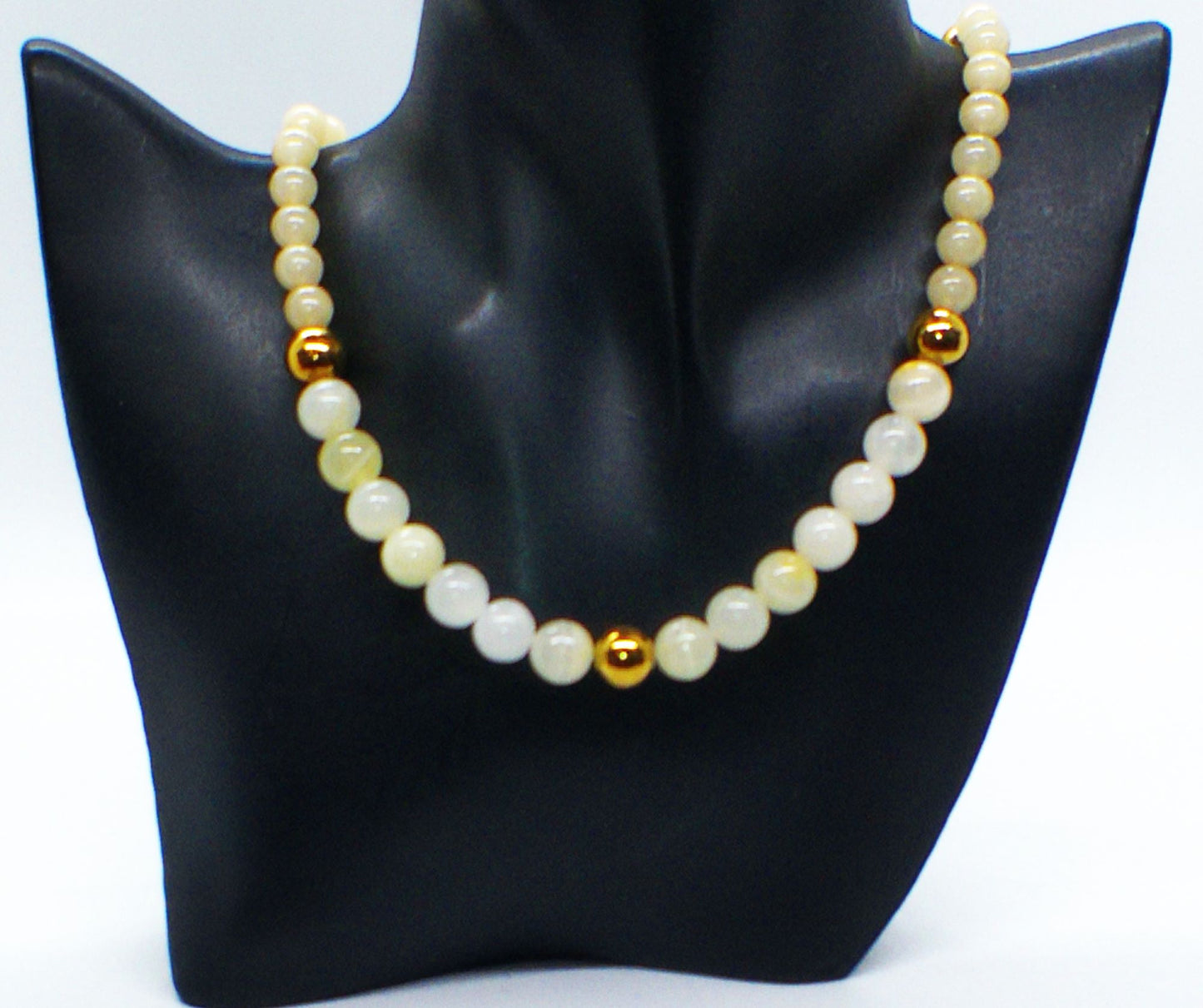 Elegant Ivory and Brown, Czech Crystal, and Gold Hematite Beaded Necklace Set, One-of-a-Kind, handcrafted by Artistry Jewelry