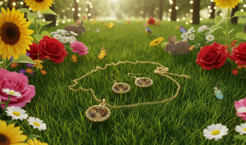 Attractive Smokey Brown and Gold Chain Necklace Set