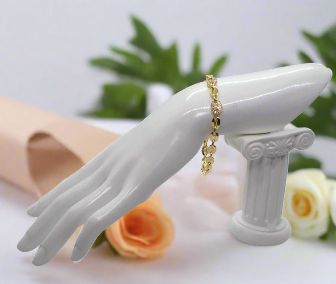 Lovely Golden Micro Pave Cubic Zirconia Link Bracelet