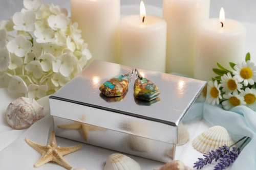 Dazzling Bohemian Imperial Jasper Geometric Drop Earrings