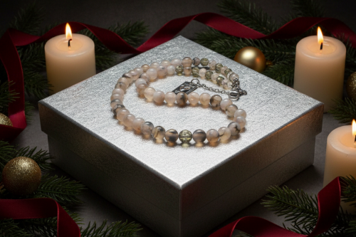 Captivating Black Dragon Vein Agate and Crystal Necklace