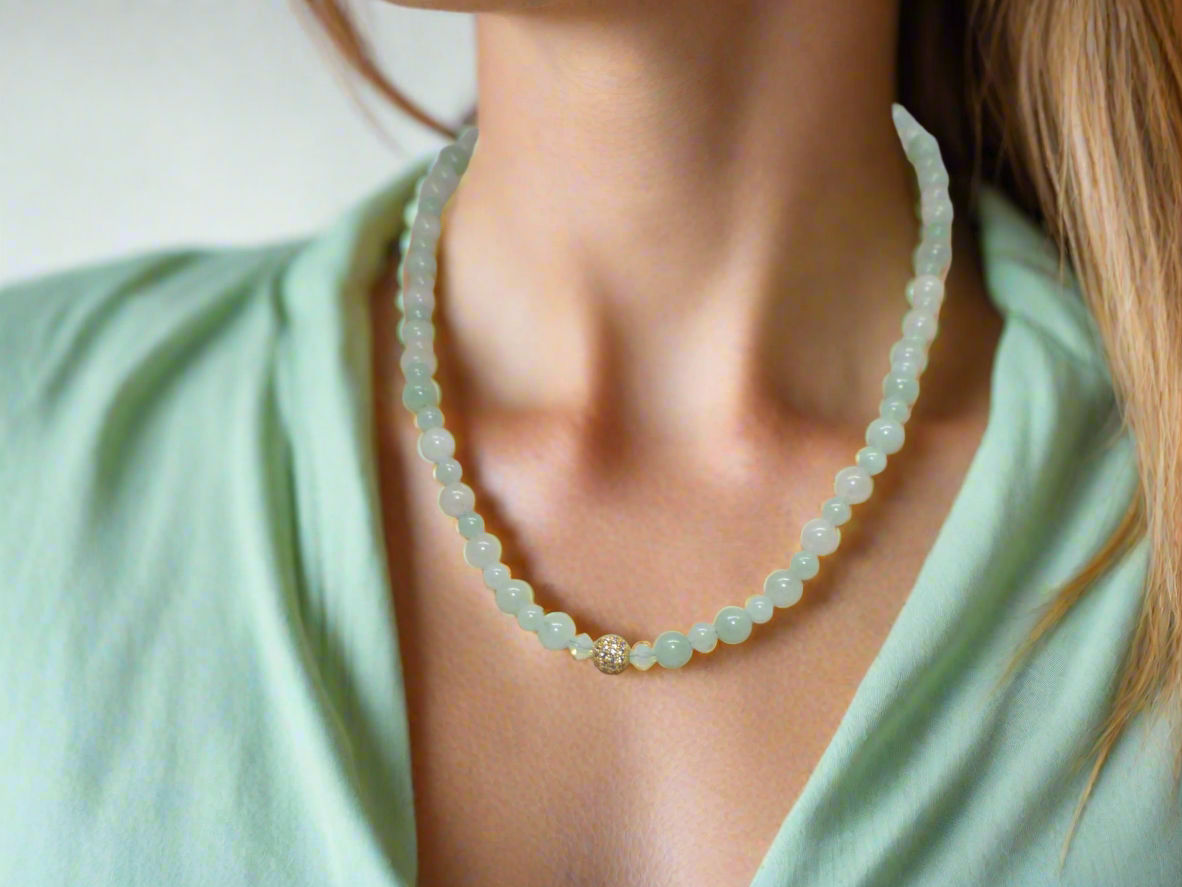 Alluring Burness Jade, Crystal and Hematite Beaded Necklace by Artistry Jewelry