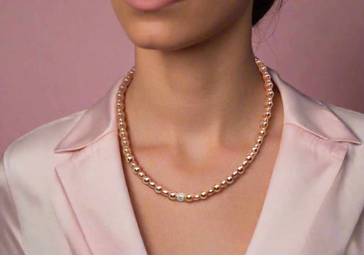 Charming Rose Gold Hematite Beaded Necklace