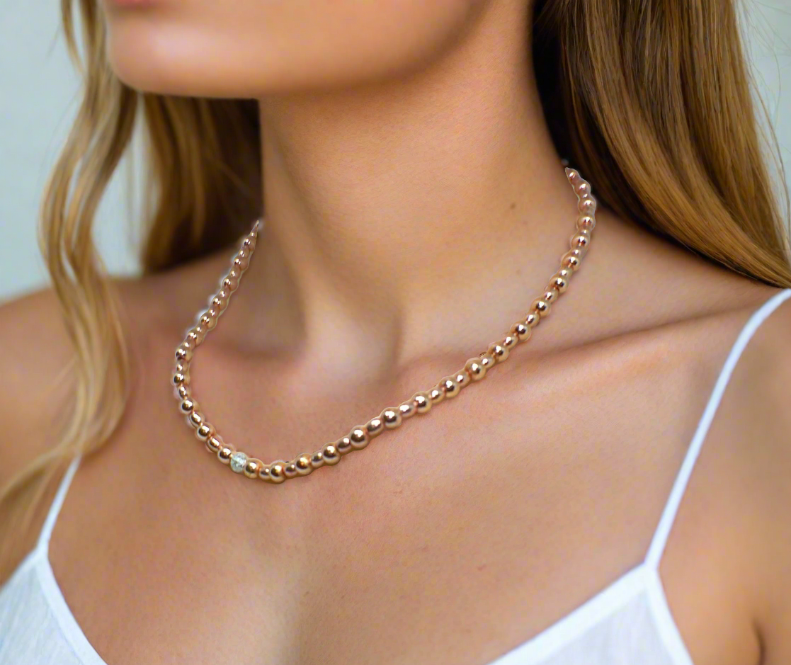 Charming Rose Gold Hematite Beaded Necklace