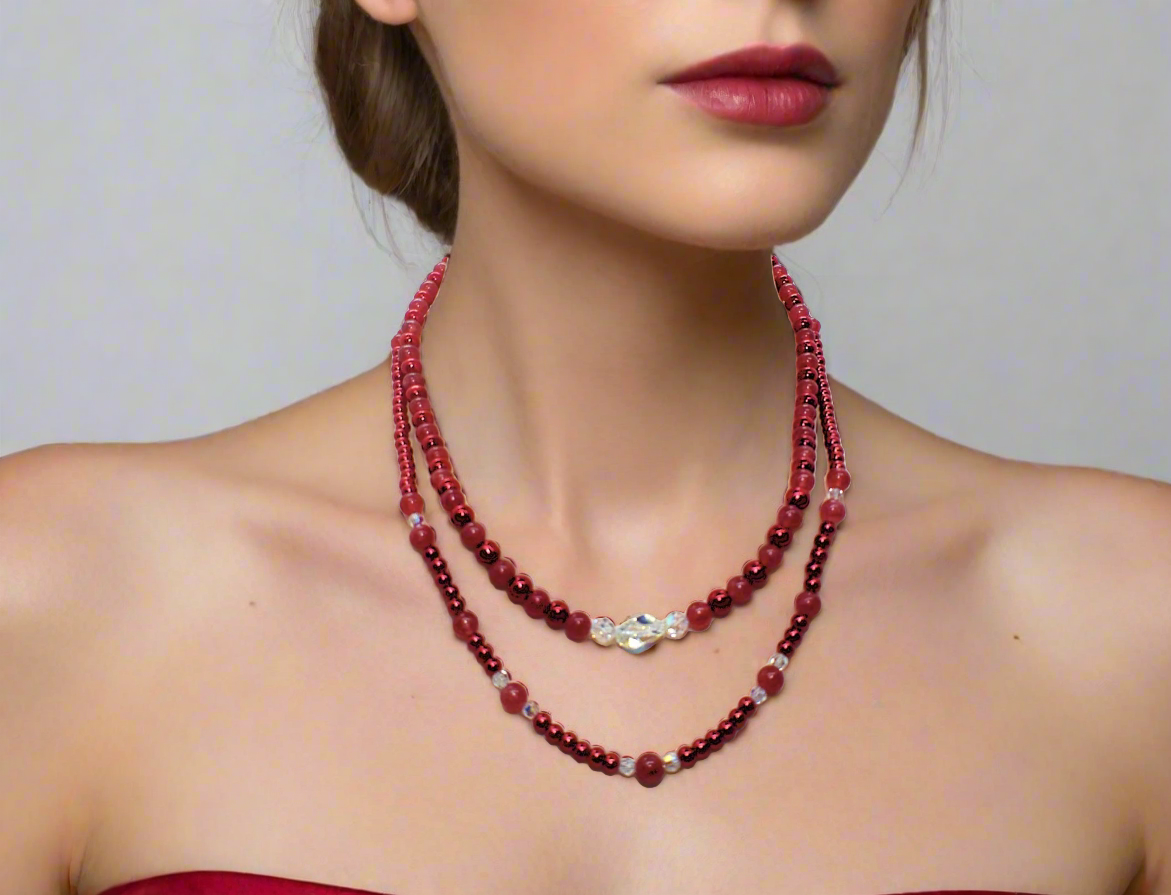 Gorgeous Red, Cosmic Crystal, One-of-a-Kind Necklace-Handcrafted by Artistry Jewelry