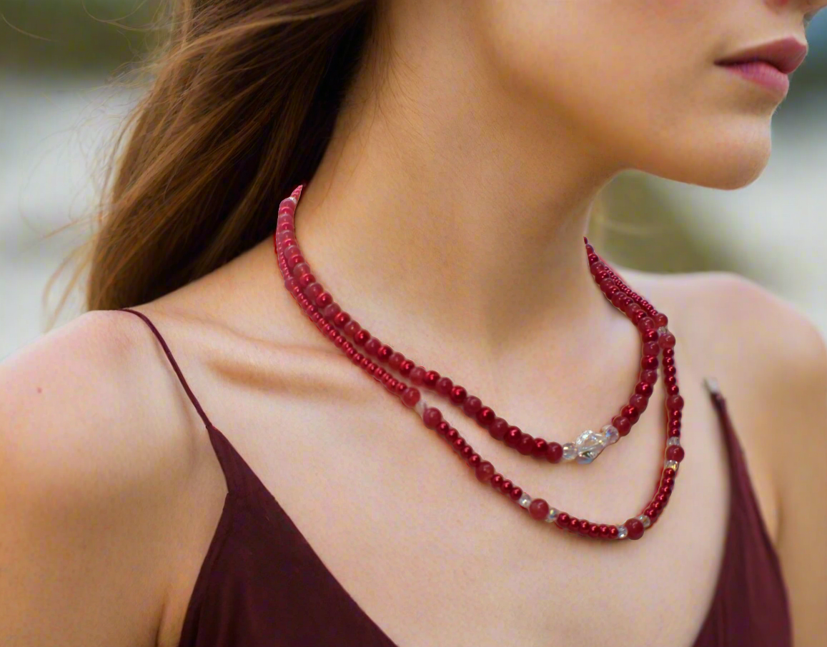 Gorgeous Red, Cosmic Crystal, One-of-a-Kind Necklace-Handcrafted by Artistry Jewelry