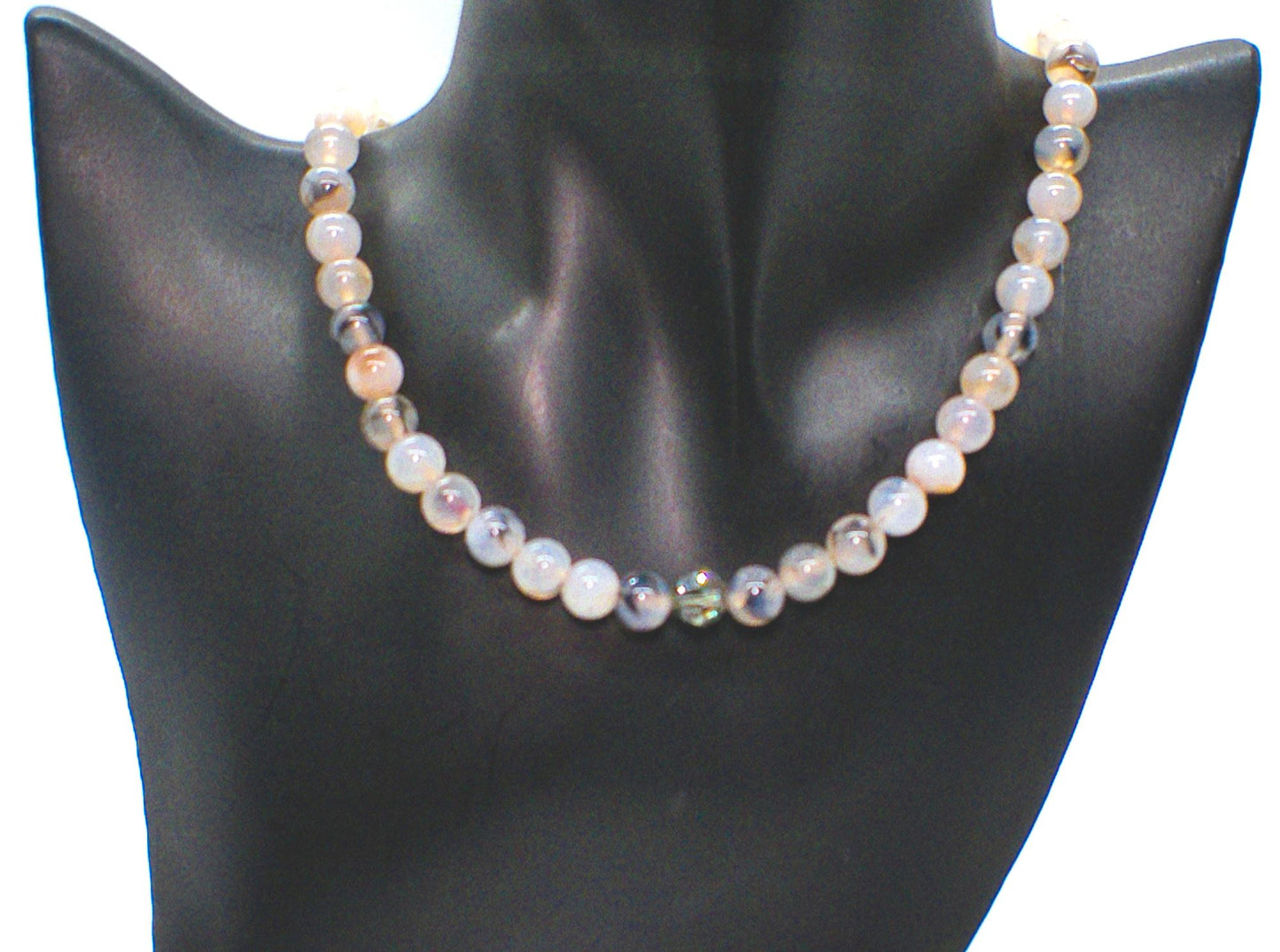 Captivating Black Dragon Vein Agate and Crystal Necklace