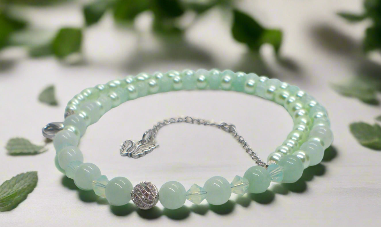 Gorgeous Burness Jade, Crystal, and Cubic Zirconia Necklace