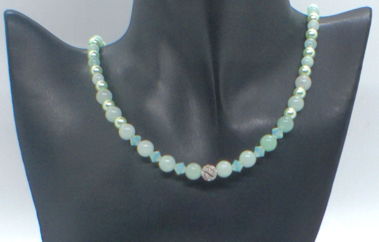 Gorgeous Burness Jade, Crystal, and Cubic Zirconia Necklace