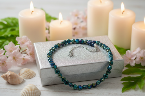 Tantalizing Blue Goldstone and Crystal Necklace