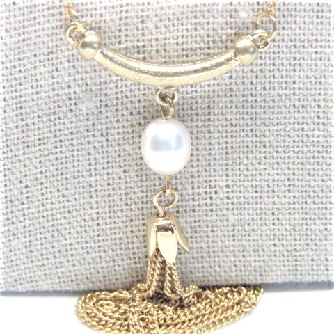 Metal Tassel Drop Necklace Set
