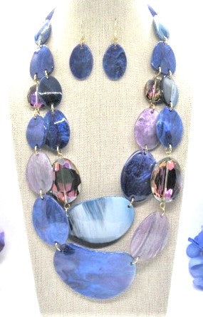 Stunning Blue Multi-Strand Necklace Set