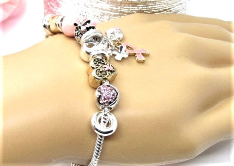Lovely "Pink Ribbon and Hope" Bracelet